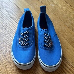 Vans Kids Blue Sneakers with Checkered Laces